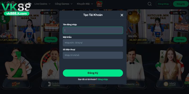 Quy trình đăng ký VK88 dành cho thành viên mới